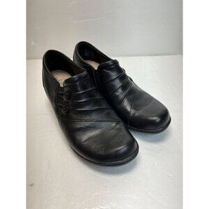 Clarks Collection Black Leather Womens Shoes Size 10